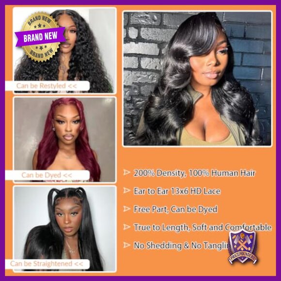 30 Inch Body Wave Human Hair Lace Front Wig Pre Plucked Glueless